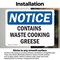 Signmission Contains Waste Cooking Grease, 5 in W x Rectangle, Vinyl Decal OS-2PACK-NS-D-35-L-10807 - alternate 3